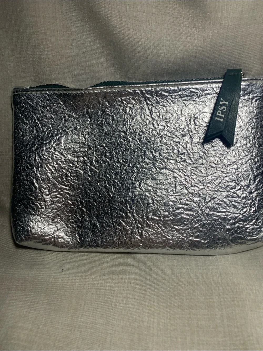 ipsy Metallic Silver Textured Toiletry Pouch